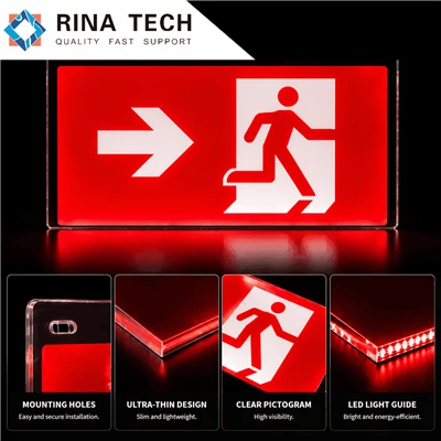 LED Illuminated Fire Escape Route Directional Guide Panel
